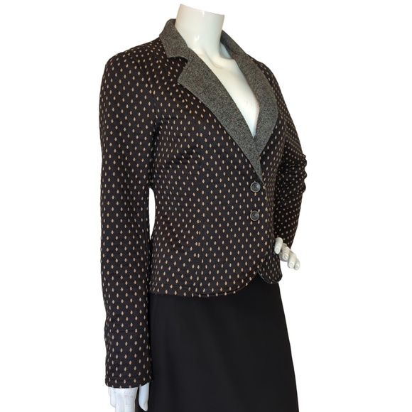 Free People Black Tan Quilted Polka Dot Knit Blazer Jacket - Picture 6 of 15